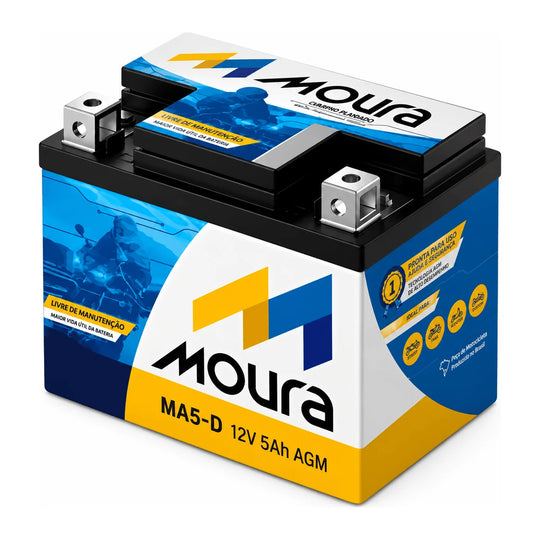 Batería Moura MA5-D para Honda Biz 125, CG 125 Fan, XR 250, Yamaha XTZ 125