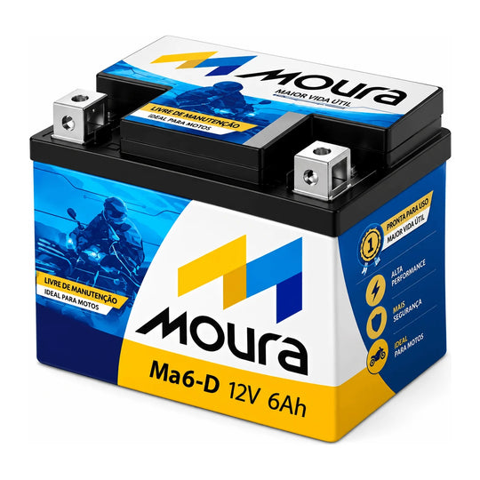Batería Moura MA6-D para Honda XR 250, CBX 250, NX4 Falcon, Kawasaki Ninja 250